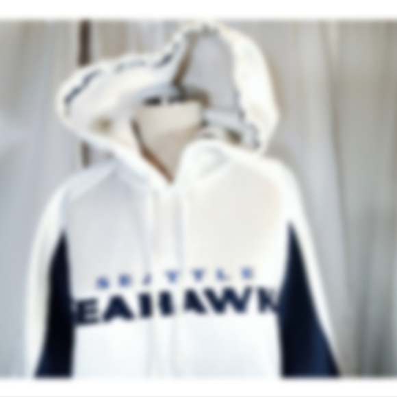 Seattle Seahawks NFL Hoodie,Men Satin Logo White/Blue, Pullover, Pckts, Reebok,M - Picture 6 of 16